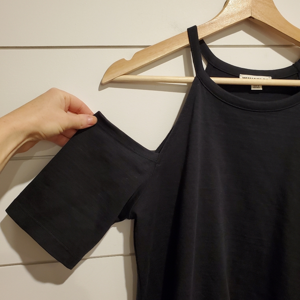 Whistles medium Cold Shoulder Tee European Sexy top black Short sleeve t-shirt